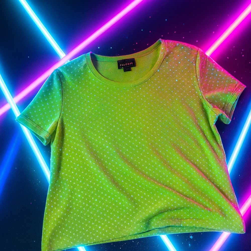 Citiknits Lime Green Polka Dot Stretch Tee - 2X